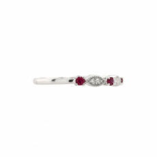 Burmese Ruby Round 0.19 Carat Ring Band in 14K White Gold with Accent Diamonds (RG0621)