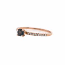 Natural Alexandrite Round shape 0.30 Carat Ring With Diamond Accent in 14K Rose Gold