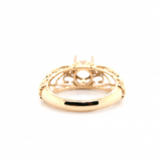 Round 6x6mm Filigree Ring Semi Mount In 14K Yellow Gold With Diamond Accents