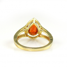 1.69 Carat Orange Sapphire Ring With Accent Diamond In 14K Yellow Gold