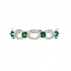 4 Pieces Emerald 0.29 Carat Ring Band in 14K White Gold With Diamond Accent (RG5520)