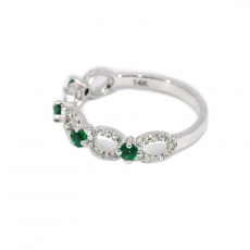 4 Pieces Emerald 0.29 Carat Ring Band in 14K White Gold With Diamond Accent (RG5520)
