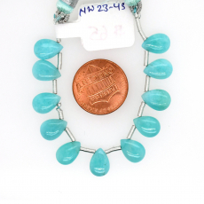 Amazonite Drops Almond Shape 10x7mm Drilled Beads 11 Piece Line