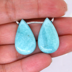 Amazonite Drops Almond Shape 26x15mm Drilled Bead Matching Pair