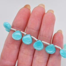 Amazonite Drops Heart Shape 10mm Drilled Beads 8 Piece Line