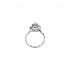 Aquamarine Pear Shape 3.09 Carat Ring in 14K White Gold with Accent Diamonds