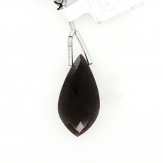 Black Moonstone Drops Leaf Shape 26x14mm Drilled Bead Single Piece