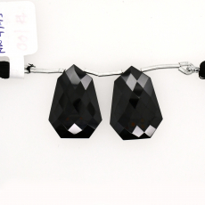 Black Spinel Drops Bullet Cut Shape 25x17mm Drilled Bead Matching Pair
