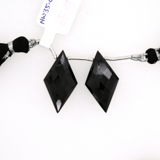 Black Spinel Drops Diamond Shape 27x15mm Drilled Bead Matching Pair