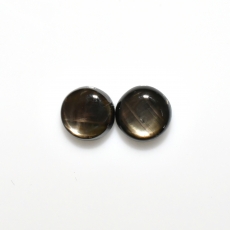 Black Star Sapphire Cab Round 8.5mm Approximately 6.00 Carat Matching Pair