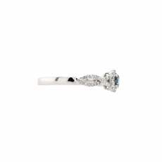 Blue Diamond Round 0.25 Carat Ring with Accent White Diamonds in 14K White Gold