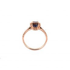 Blue Sapphire Emerald Cut 1.38 Carat Ring with Accent Diamonds in 14K Rose Gold