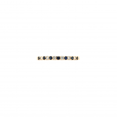 Blue Sapphire Round 0.12 Carat Ring Band in 14K Yellow Gold with Accent Diamonds (RG4897)