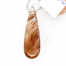 Bronze Rutile Drops Almond Shape 43x13mm Drilled Bead Single Piece