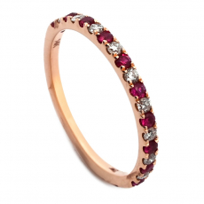 Burmese Ruby 0.22 Carat Stackable Ring Band in 14K Rose Gold with Diamonds
