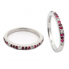 Burmese Ruby 0.22 Carat Stackable Ring Band in 14K White Gold with Diamonds