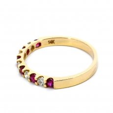 Burmese Ruby Round 0.31 Carat Ring Band in 14K Yellow Gold with Accent Diamonds (RG4897)