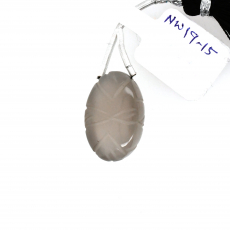 Carved Grey Moonstone Drop Oval 20x13mm Drilled Bead Single Pendant Piece