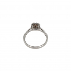 Champagne Diamond Emerald Cut 1.03 Carat Ring with White Accent Diamonds in 14K White Gold