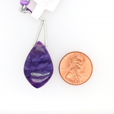 Charoite Drops Leaf Shape 26x16mm Drilled Bead Single Piece