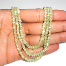 Chrysoberyl Cat's Eye Smooth Rondelle 2-6mm Beads in 3lines Ready to Wear Necklace