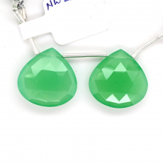 Chrysoprase Chalcedony Drops Heart Shape 18x18mm Drilled Bead Matching Pair