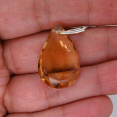 Citrine Drop Almond Shape 27x17mm Drilled Bead Single Pendant Piece