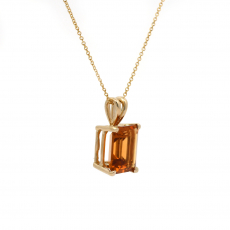 Citrine Emerald Cut 2.78 Carat Pendant in 14K Yellow Gold ( Chain Not Included )