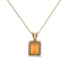 Citrine Emerald Cut 2.78 Carat Pendant in 14K Yellow Gold ( Chain Not Included )