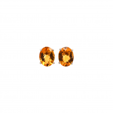 Citrine Oval 3.38 Carat Stud Earrings in 14K White Gold