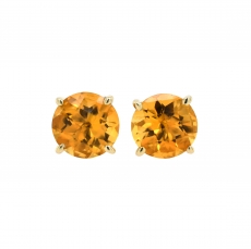 Citrine Round 2.50 Carat Stud Earring in 14K Yellow Gold