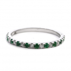 Colombian Emerald 0.17 Carat Stackable Ring Band in 14K White Gold with Diamonds