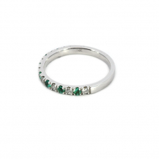 Colombian Emerald 0.19 Carat Ring Band With Diamond Accent in 14K White Gold (RG2578)