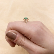 Colombian Emerald Oval 0.85 Carat Ring With Diamond Accent in 14K Rose Gold