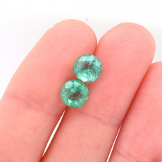 Colombian Emerald Round 5.9mm Matching Pair 1.28 Carat