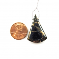 Copper Black Obsidian Drop Conical Shape 30x21mm Drilled Bead Single Pendant Piece