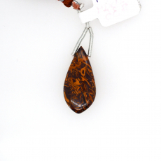 Coquina Jasper Drop Leaf Shape 21x14mm Drilled Bead Single Piece