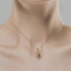 Cushion 6mm Pendant Semi Mount In 14K Yellow Gold With Diamond Accents (Chain Not Included)