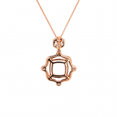 Cushion 9mm Pendant Semi Mount in 14K Rose Gold with Accent Diamonds (PD1878) Part of Matching Set