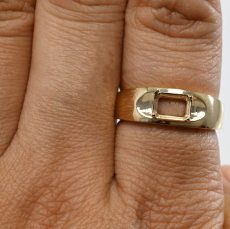 East West Emerald Cut 6x4mm Men's Ring Semi-Mount In 14K Gold