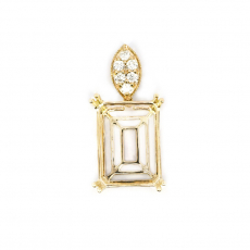 Emerald Cut 16x12mm Pendant Semi Mount in 14K Yellow Gold with Diamond Accents