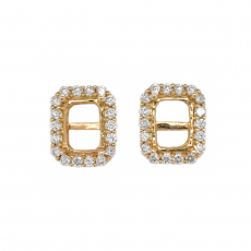 Emerald Cut 8x6mm Earring Semi Mount in 14K Yellow Gold With Diamond Accent (ER2525)