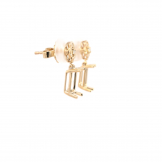 Emerald Cut 8x6mm Earring Semi Mount in 14K Yellow Gold With Diamond Accents