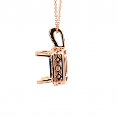 Emerald Cut 8x6mm Pendant Semi Mount in 14K Rose Gold With Diamond Accents (Chain Not Included)