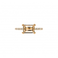 Emerald Cut 8x6mm Ring Semi Mount in 14K Yellow Gold with Accent Diamonds (RG0019)