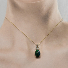 Ethiopian Black Opal Cab Oval 3.45 Carat Pendant In 14K White Gold Accented With Diamonds