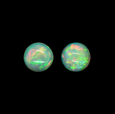 Ethiopian Opal Cab Round 9mm Matching Pair Approximately 3.70 Carat