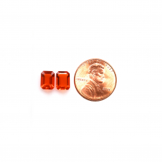 Fire Opal Emerald Cut 7x5mm Matching Pair Approximately 1.36 Carat