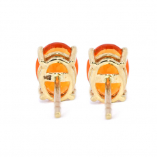 Fire Opal Oval 1.58 Carat Stud Earrings In 14K Yellow Gold