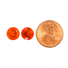 Fire Opal Round 8mm Matching Pair Approximately 2.28 Carat